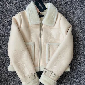 PrettyLittleThing Cream Faux Fur Jacket